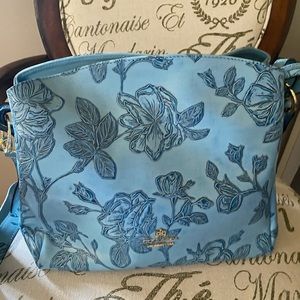 Cuoieria Medium Mimi Italian made Blue Leather Casual Shoulder Bag. Hand tooled